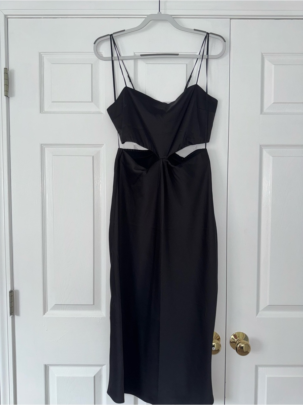 NWT Abercrombie Black Cutout Satin Slip Dress